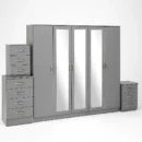 3-FULL MIRROR 5 DOOR WARDROBE SET (Assembled)