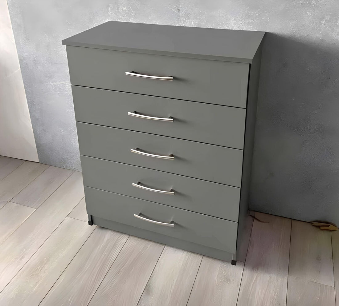 Grey 5-Drawer Chest