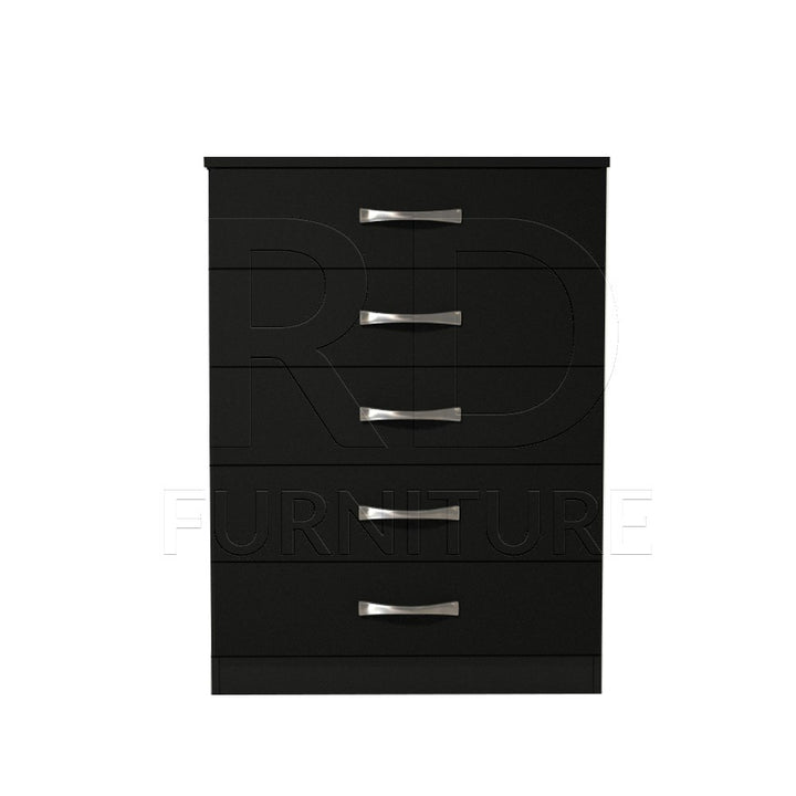 Ready assembled Classic 5 Drawer Chest Black