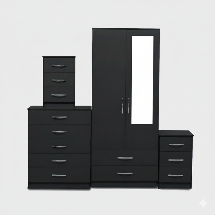 1-HALF MIRROR 2-DOOR WARDROBE SET ( Assembled )