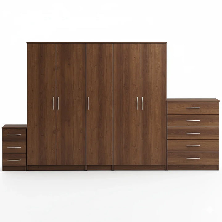 1-FULL MIRROR 5 DOOR WARDROBE SET (Assembled)