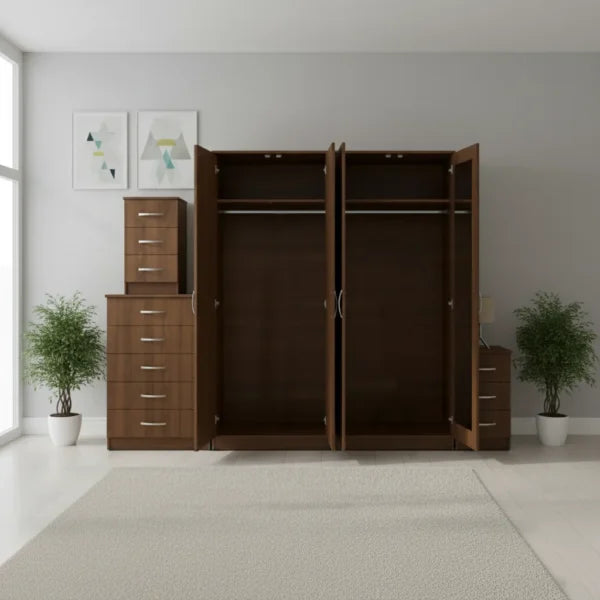 2-FULL MIRROR 4 DOOR WARDROBE SET (Assembled)