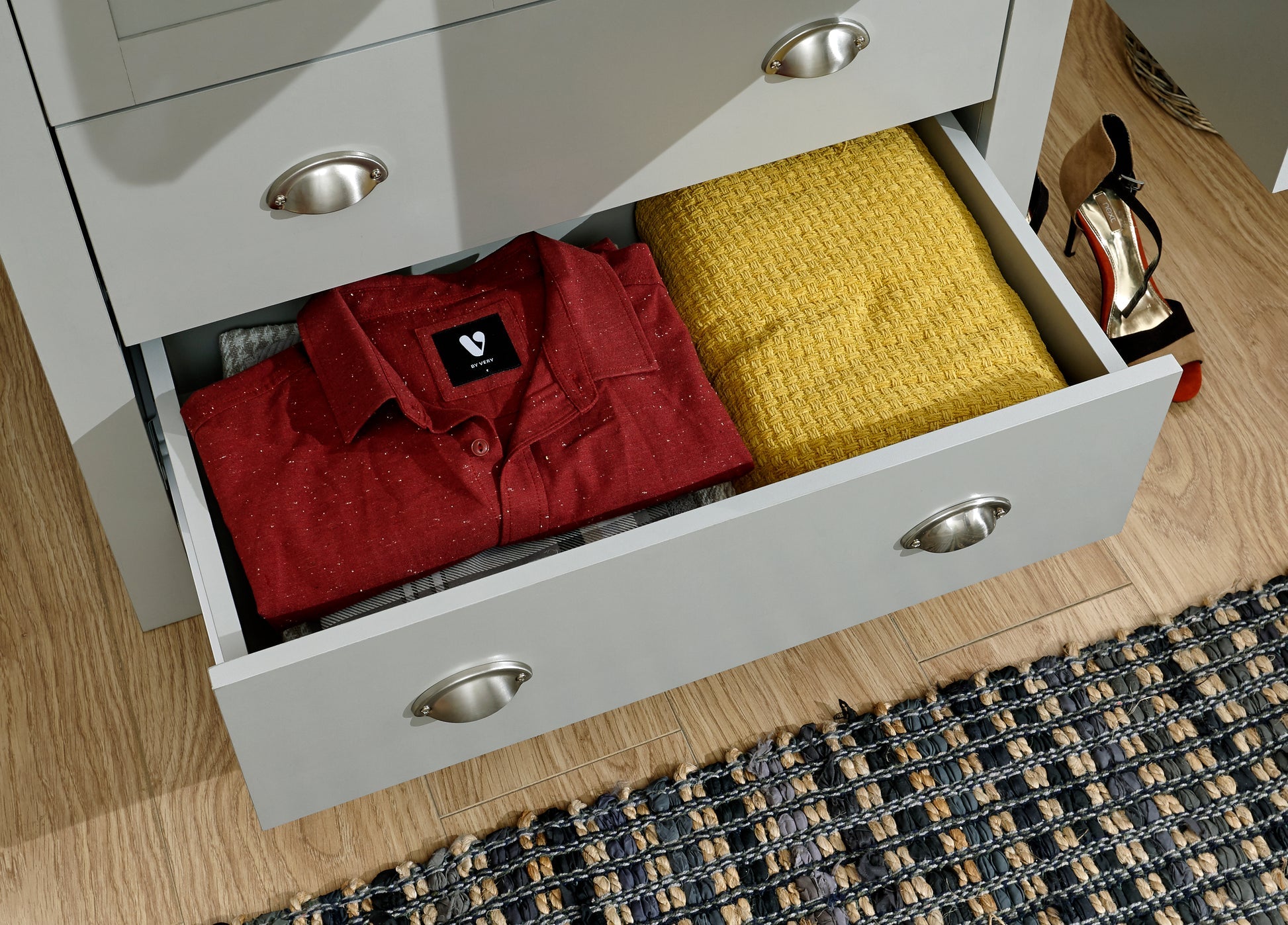 GFW Lancaster 2 Drawer 3 Door Wardrobe - Grey