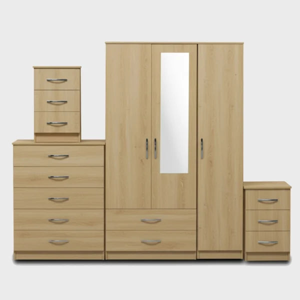 1-HALF MIRROR 3 DOOR WARDROBE ( Assembled)