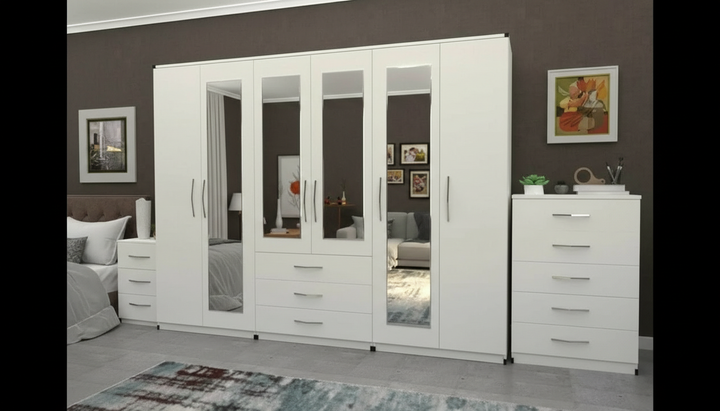 Luxury 6 Door Mirrored Bedroom Set – Complete Storage Solution