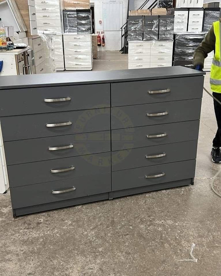 10-Drawer Double Chest of Drawers | Fully Assembled