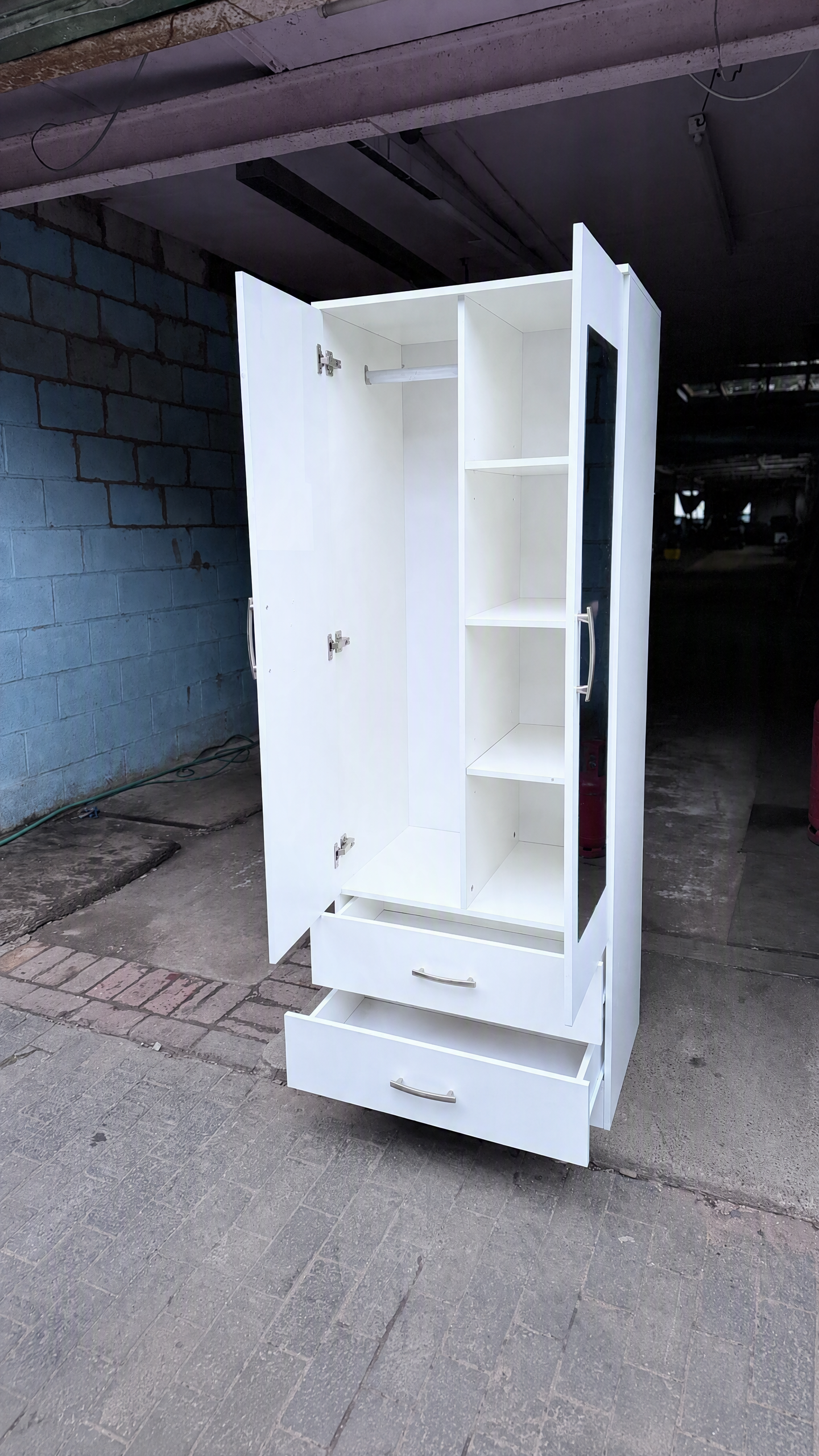 2 Door Wardrobe with Mirror| Pre-Assembled