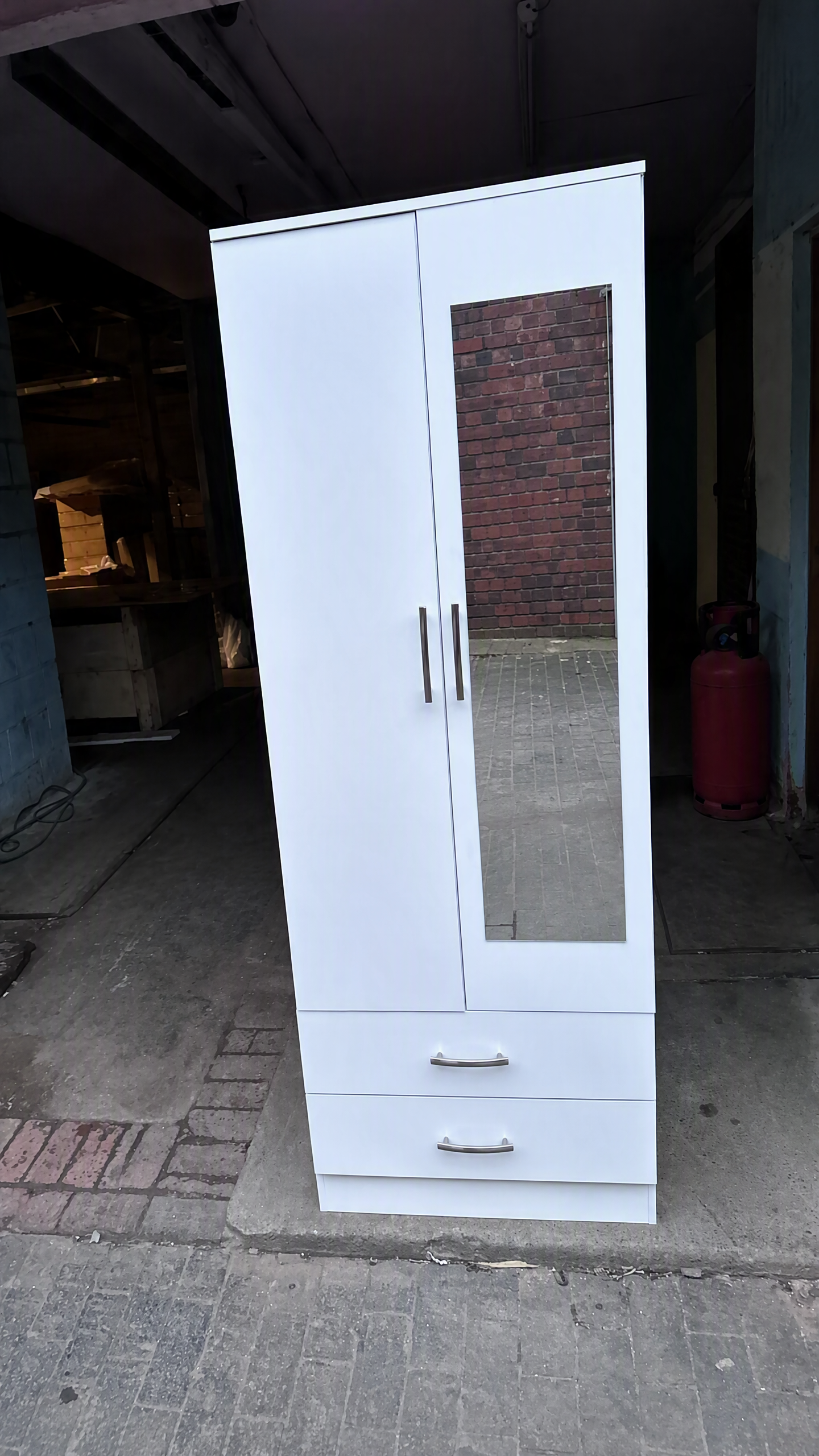 2 Door Wardrobe with Mirror| Pre-Assembled