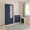 2 Door Mirrored Wardrobe Set with 1 Chest and Sidetable