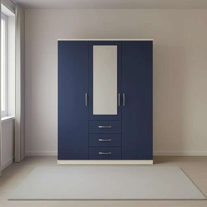Elegant 3 Door Wardrobe with 1 Mirror and 3 Drawers