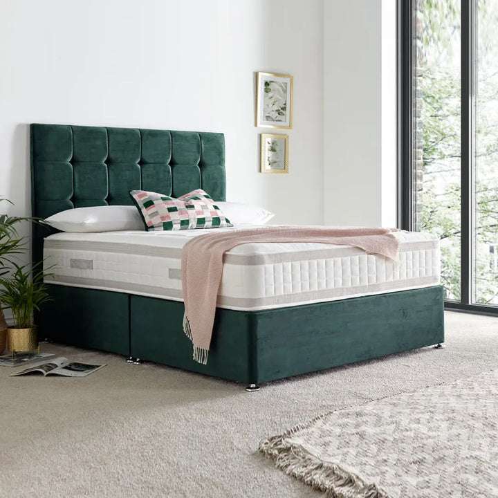 Divan Bed with Cube Headboard & Mattress