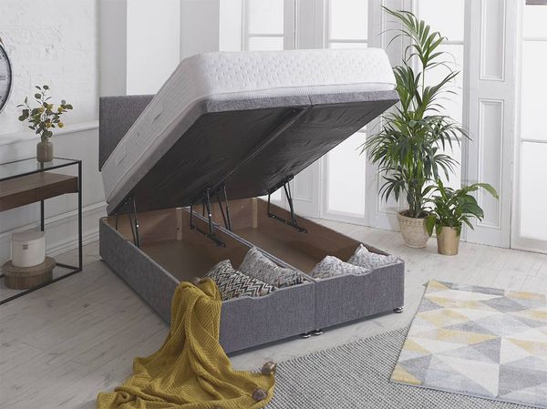 Prime Plaza End Opening Ottoman Divan Set & Arezzo 22” Headboard - Small Double